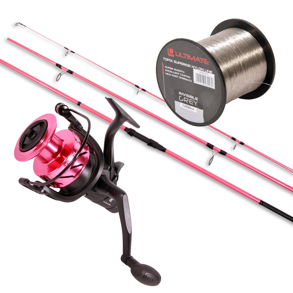 Ultimate Carp Queen Combo – Canne 3,6 M 3 Lbs + Moulinet 6000 + Fil Nylon 0,30 Mm / 1200 M – Rose
