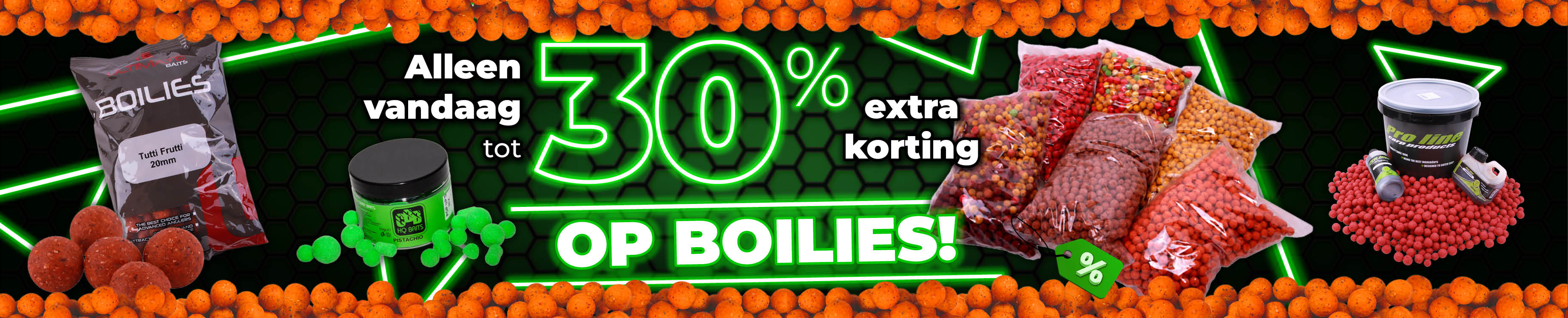 Topbanner: Tot 30% Boilies (Groen)