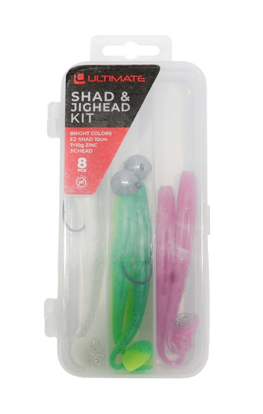 Ultimate EZ-Shad & Jighead Kit Loodvrij 10cm (7 + 10g) (8pcs) - Bright