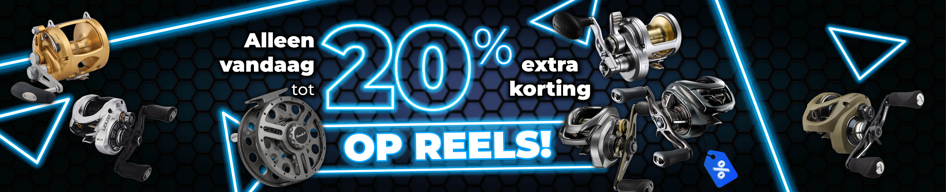 Topbanner: Tot 20% Reels (Blauw)