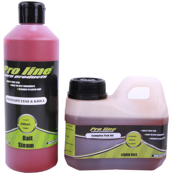Pro Line Hi-Instant Fish&Krill Package with boilies, bait steam, complex fish liquid and a bucket!