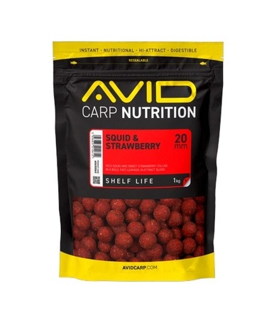 Avid Squid & Strawberry Boilies 20mm (1kg)