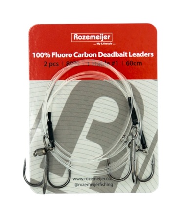 Rozemeijer 100% Fluoro Carbon Deadbait Leaders 1x #1 Treble 60cm 80lb (2 Stuks)
