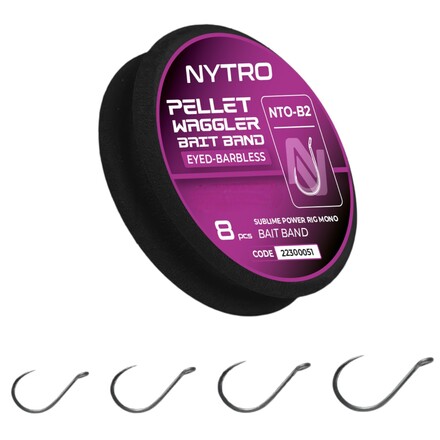 Nytro NTO-B2 Barbless Pellet Waggler Latex Bait Band Ready Tied Rigs 61cm (8 Stuks)