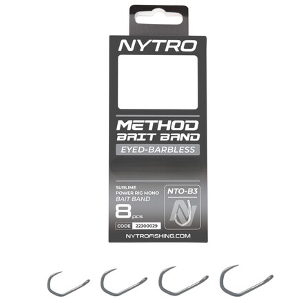 Nytro NTO-B3 Barbless Method Latex Bait Band Ready Tied Rigs 10cm (8 Pieces)