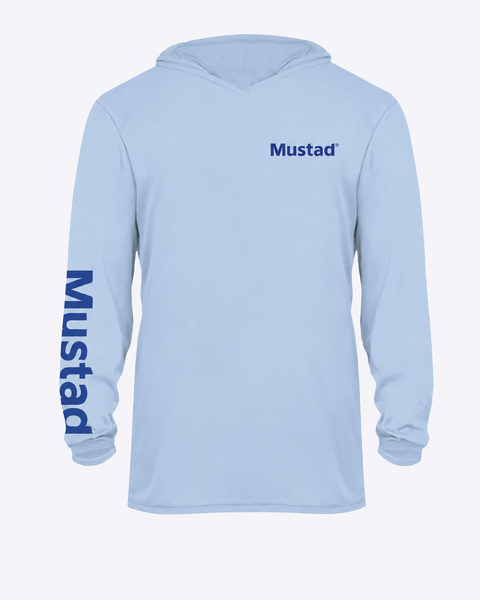 Mustad Tuna Longsleeve UV W/ Hood Light Blue Hoodie