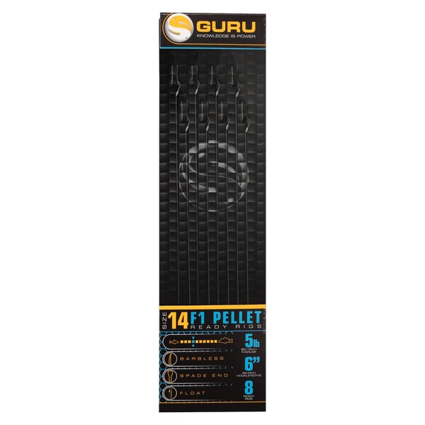 Guru F1 Pellet Ready Rig Barbless Pole Rigs 15cm (8pcs)