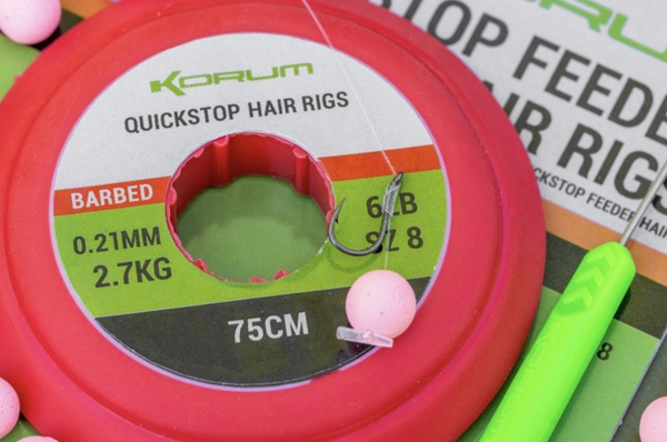 Korum Limitless Quickstop Feeder Hair Rigs Barbed Onderlijnen 75cm (8pcs)