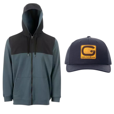 Grundéns Daggerboard Full Zip DWR Waterafstotende Hoodie Dark Slate + Gratis Pet