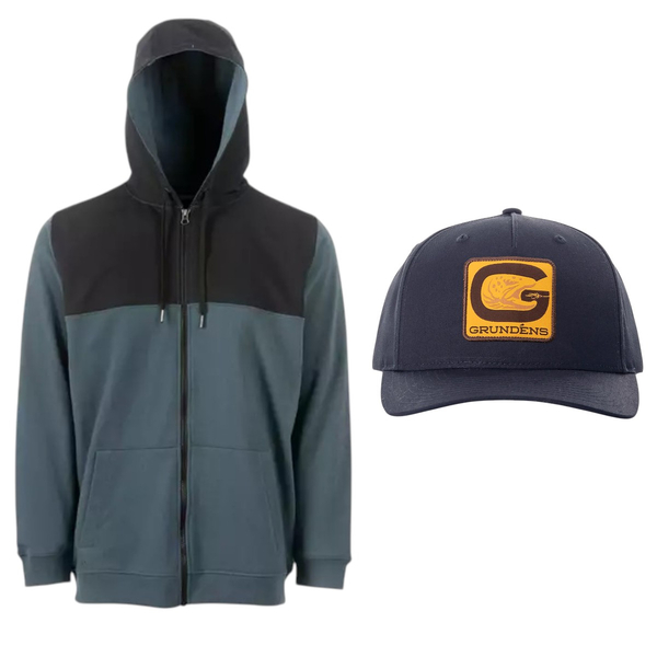 Grundéns Daggerboard Full Zip DWR Waterafstotende Hoodie Dark Slate + Gratis Pet