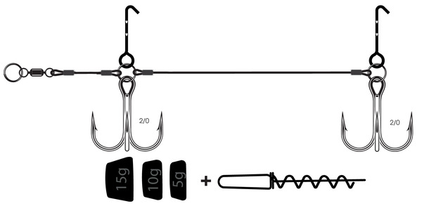 Zestaw VMC Pike Rig Light Softbait 2/0 (5g, 10g, 15g)
