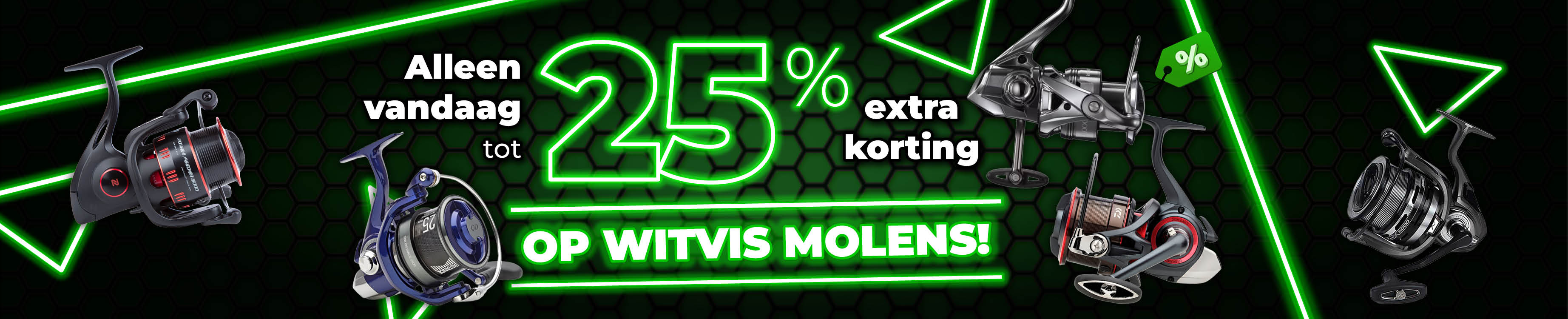 Topbanner: Tot 25% Witvismolens (Groen)