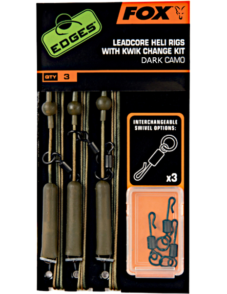 Fox Leadcore Heli Rigs inc. Kwik Change Kit Camo - Fox Leadcore Heli Rigs inc. Kwik Change Kit Dark camo