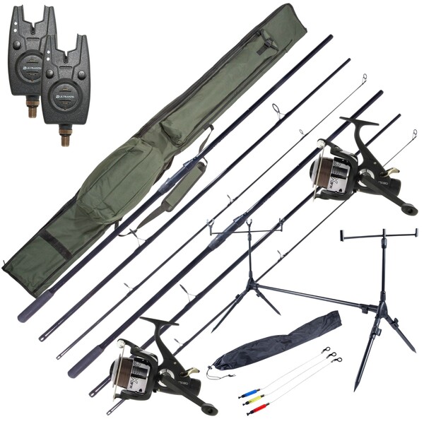 Ultimate Session Carp Set met hengels, molens, beetmelders, rod pod én foudraal!
