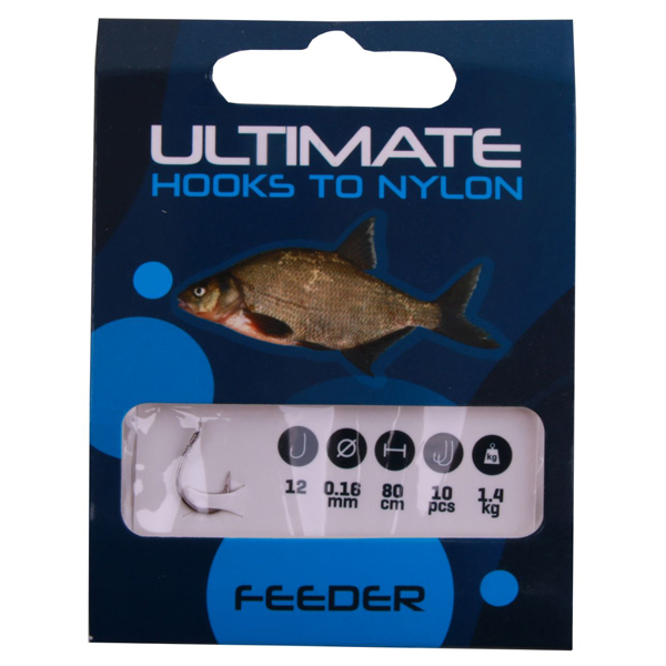 Allround Method Feeder Set with NGT rod, Shimano reel and accessories! - Ultimate hooks to nylon feeder size 12 0,16mm 80cm, 10pcs